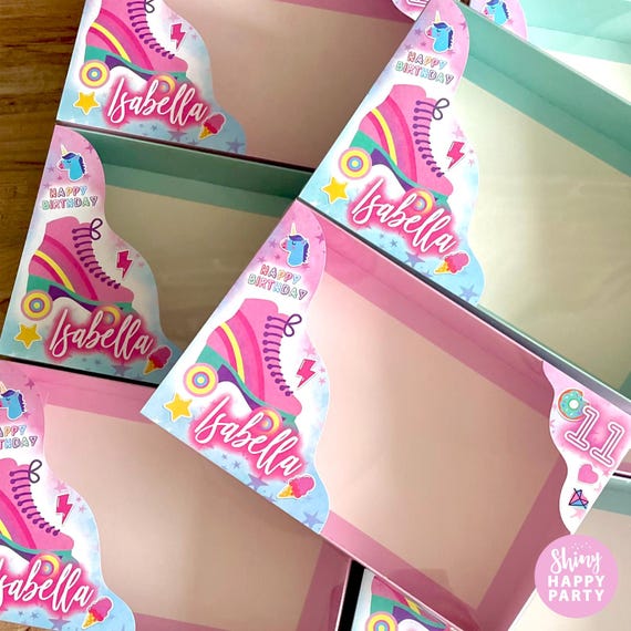 ROLLER BOOT SKATE Graze Box Personalised Party Box Clear Lid. Party Food Tray. Fill with Sweets and Treats.