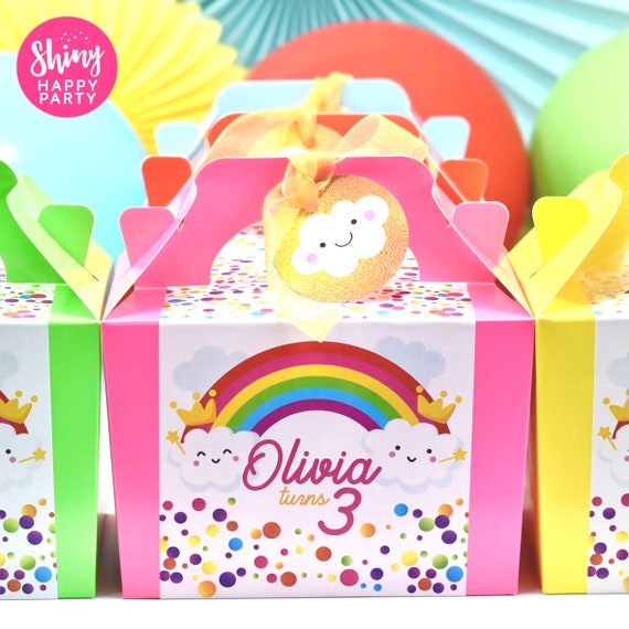 RAINBOW COLOURS Personalised Party Box - Add matching paperie to co-ordinate your party decor - Table Settings Gift Bags Birthday Stickers
