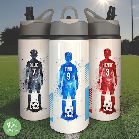 Personalised FOOTBALL BOY SPORTS Water Bottle 750ml / 650ml / 600ml Gift Team