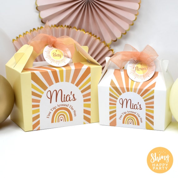 FIRST TRIP Around SUN Personalised Party Box - Add matching paperie to co-ordinate party decor - Table Settings Gift Bags Birthday Stickers