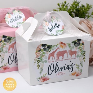 JUNGLE ROSE GOLD Personalised Party Box - Add matching paperie to co-ordinate your party decor - Table Settings Gift Bags Birthday Stickers