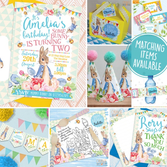 10 X PERSONALISED GIRLS PETER RABBIT CHILDREN/'S BIRTHDAY PARTY INVITATIONS