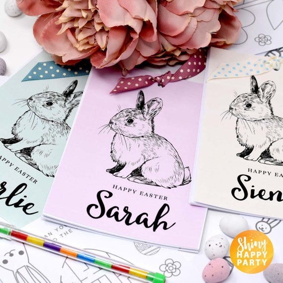 EASTER BUNNY Personalised Activity Booklet Pink Blue Cream