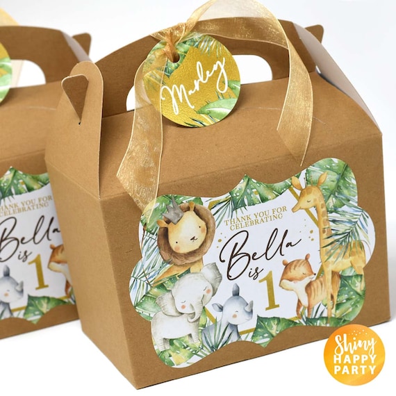 GREEN JUNGLE Personalised Party Box - Add matching paperie to co-ordinate your party decor - Table Settings Gift Bags Birthday Stickers