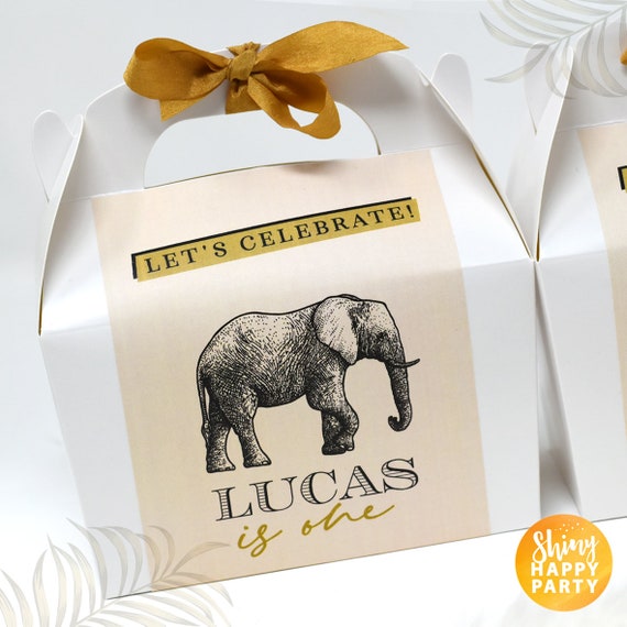 SAFARI ANIMALS Personalised Party Box - Add matching paperie to co-ordinate your party decor - Table Settings Gift Bags Birthday Stickers