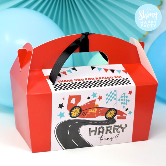 BIRTHDAY RACING CAR Personalised Party Box - Add matching paperie to co-ordinate party decor - Table Settings Gift Bags Birthday Stickers