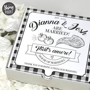 AMORE PIZZADOOS Gepersonaliseerde 7-inch feestdoos. Kleine pizza. Bruiloft graasdoos. Snoepjes, lekkernijen, hapjes, geschenken, gunsten
