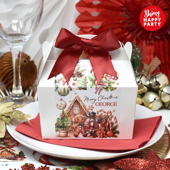 CHRISTMAS GINGERBREAD HOUSE Personalised Party Box - Add matching paperie to co-ordinate your party decor -Table Settings Gift Bags Stickers