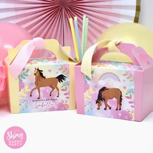 PASTEL HORSE Personalised Party Box - Add matching paperie to co-ordinate your party decor - Table Settings Gift Bags Birthday Stickers