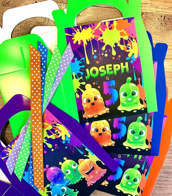 SLIME MONSTERS Personalised Party Box - Add matching paperie to co-ordinate your party decor - Table Settings Gift Bags Birthday Stickers