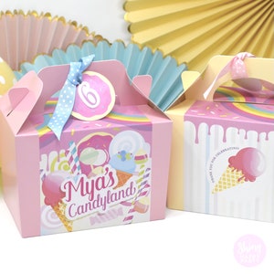 Boîte cadeau personnalisée CANDY SWEETS - Ajoutez des papiers en papier assortis pour coordonner votre décoration de fête - Décorations de table Sacs cadeaux Stickers d'anniversaire