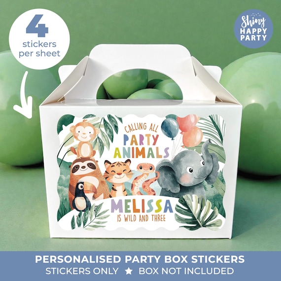Personalised Jungle Party Birthday Stickers - Animals Labels
