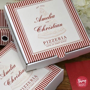 LOVE Pizzeria Pizza Box Personalised 7&quot; Deep Red Party for Elegant Wedding Grazing, Treats, Gifts, Favors – Sophistication in Every Slice