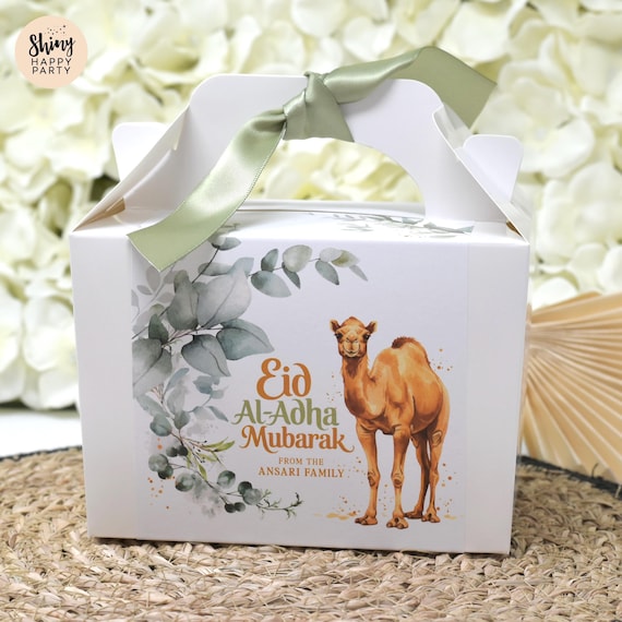 EID Al Adha Mubarak FESTIVAL Personalised Party Box - Favor Box, Cake, Sweets, Gift Boxes. Matching Table Decor & Paperie available