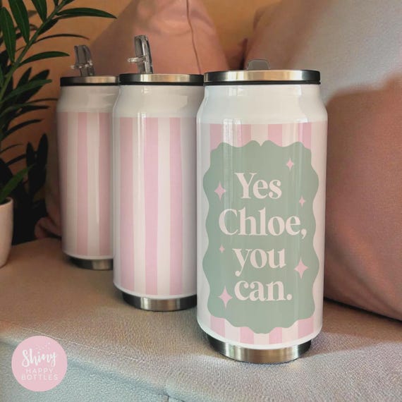 Personalised YES YOU CAN Positive Reusable 255ml Soda Can Tumbler - Ultimate Stylish Party Favour Gift Stocking Water Bottle