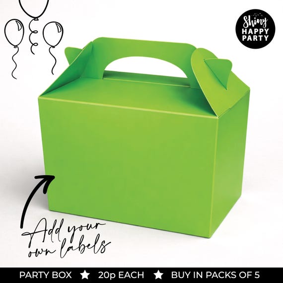 Green Gable Party Favor Boxes with Handle - Wedding, Birthday (5 Pack)