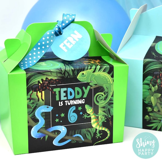 REPTILE & SPIDERS Personalised Party Box - Add matching paperie to co-ordinate your party decor - Table Settings Gift Bags Birthday Stickers