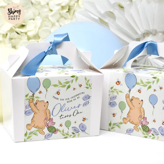 WINNIE POOH Birthday Personalised Party Box - Add matching paperie to co-ordinate your party decor - Table Settings Gift Bags Stickers