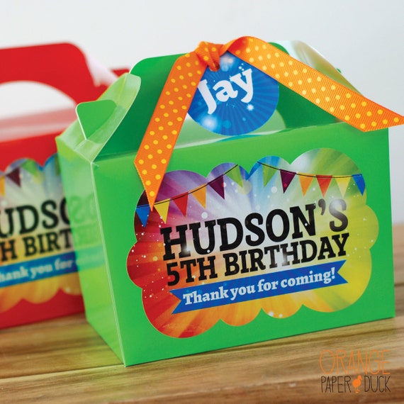 FIREWORK FESTIVAL Personalised Party Box - Add matching paperie to co-ordinate your party decor - Table Settings Gift Bags Birthday Stickers