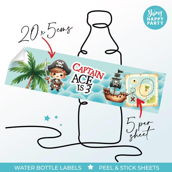 PIRATE BOY Under Sea Personalised Party Box - Add matching paperie co-ordinate party decor - Table Settings Gift Bags Birthday Stickers