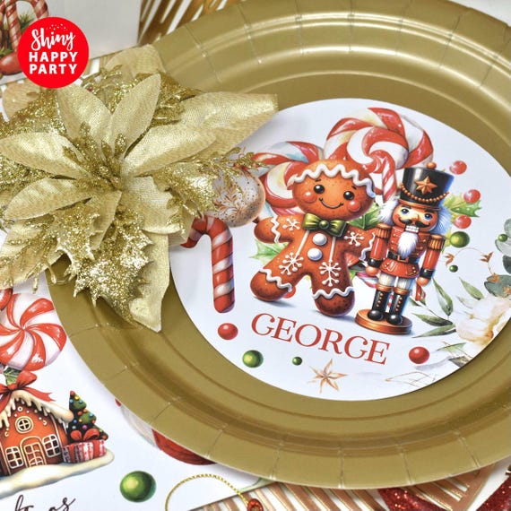CHRISTMAS GINGERBREAD HOUSE Personalised Party Box - Add matching paperie to co-ordinate your party decor -Table Settings Gift Bags Stickers