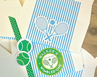 TENNIS Personalised Party Box - Add matching paperie to co-ordinate your party decor - Table Settings Gift Bags Birthday Stickers