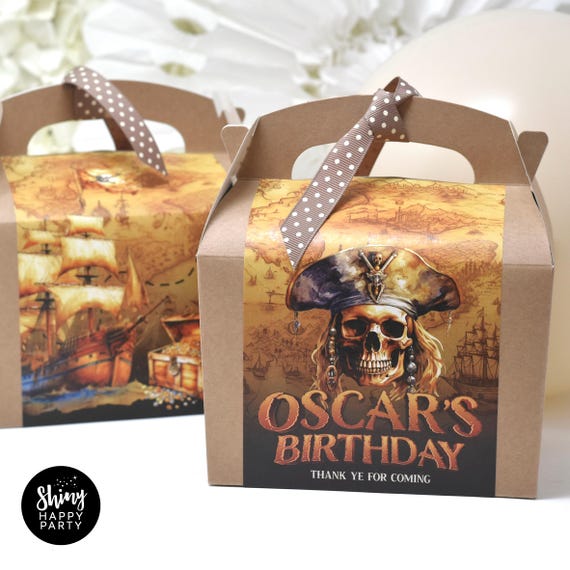 PIRATE SKULL MAP Under Sea Personalised Party Box Add matching paperie co-ordinate party decor Table Settings Gift Bags Birthday Stickers