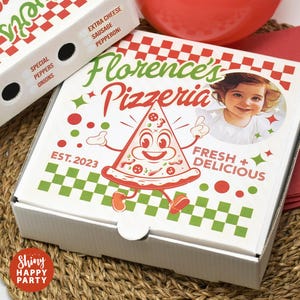 PIZZA Cartoon PICNIC BOX – Gepersonaliseerde 7" feest- en graasdoos aangepaste illustratie voor een stukje plezier, snoep, lekkernijen – voeg bijpassende wrappers toe