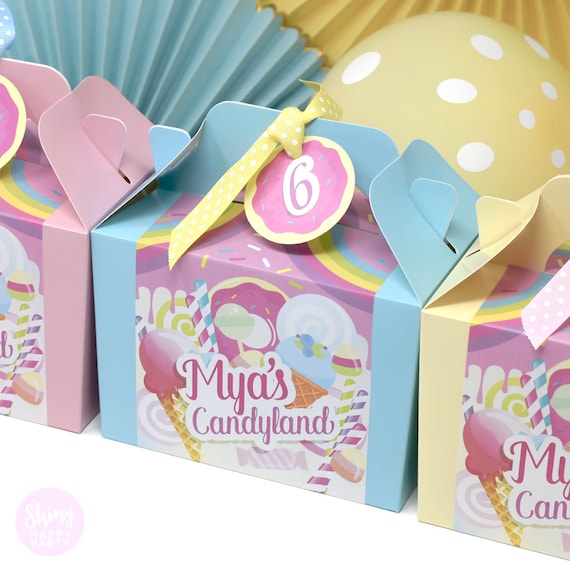 CANDY SWEETS Personalised Party Box - Add matching paperie to co-ordinate your party decor - Table Settings Gift Bags Birthday Stickers