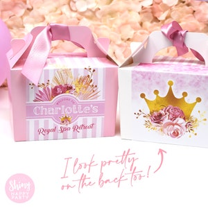 ROYAL SPA RETREAT Personalisierte Party Box - Fügen Sie passende Papeterie hinzu, um Ihre Partydekoration zu koordinieren - Tischeinstellungen Geschenktüten Geburtstagsaufkleber