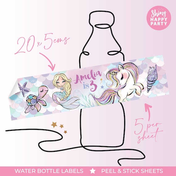 MERMAID GOLD SEA Personalised Party Box - Add matching paperie co-ordinate your party decor - Table Settings Gift Bags Birthday Stickers