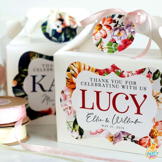 VINTAGE FLORAL ANNIVERSARY Personalised Party Box -Add matching paperie to co-ordinate your party decor - Table Settings Gift Bags Stickers