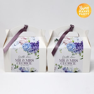 LILAC BOUQUET Personalised Wedding Favor Box, Cake, Sweets, Gift Boxes. Matching Table Decor & Paperie available.