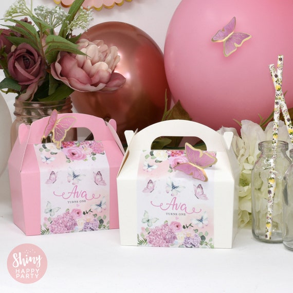BUTTERFLY GARDEN Personalised Party Box - Add matching paperie to co-ordinate your party decor - Table Settings Gift Bags Birthday Stickers