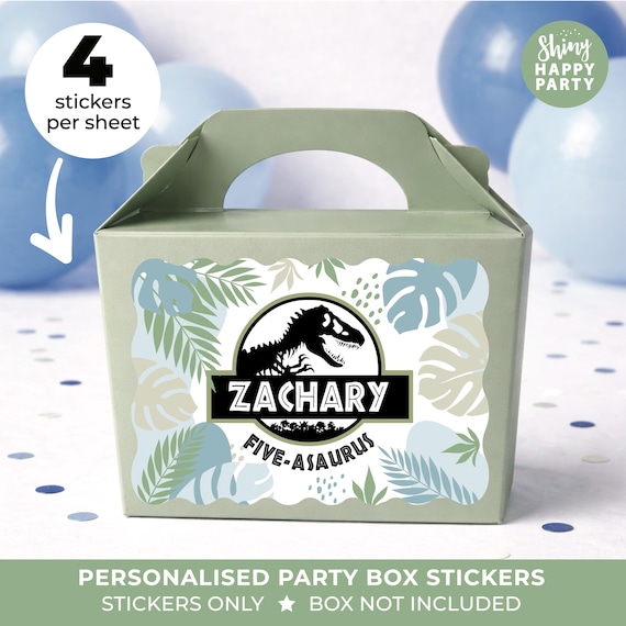 Personalised DINOSAUR LAND Birthday Party Stickers - Prehistoric Dino Labels