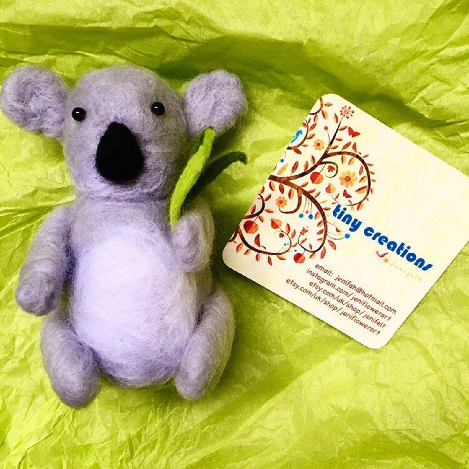 Needle Felted Koala Bear With Bamboo Etsy