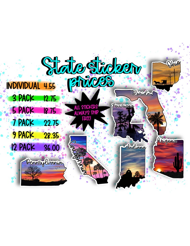 State sticker pack sticker pack state stickers stickers for laptop state stickers pack sticker bundle water bottle sticker