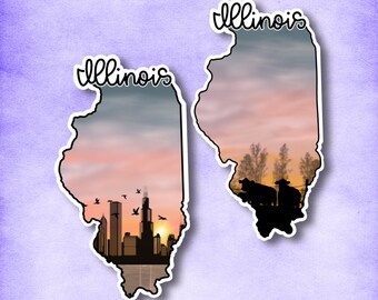 Illinois IL State sticker | Tourist vinyl die cut decal for journals, planners, laptops & water bottles | gift for travelers | USA America