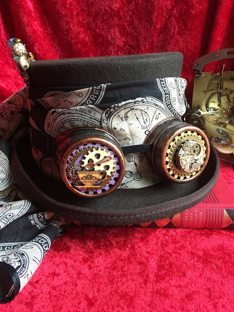 Steampunk Goggle Insert with bronze dragonfly