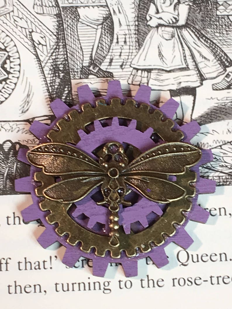 Steampunk Goggle Insert with bronze dragonfly