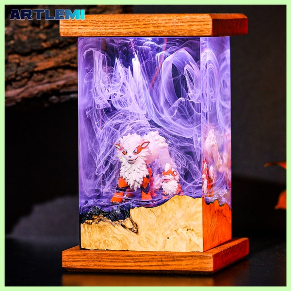 Arcanine P.ok.em.on Lamp Custom Pokemon Epoxy Lamp Pokemon Terrarium Personalized Night Light Pokemon Art Diorama 18th birthday Gift for her