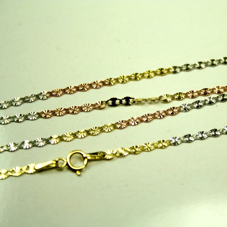 14k solid multi-tone gold 22 inches long 2.2mm Flat Star link chain 2.0 grams