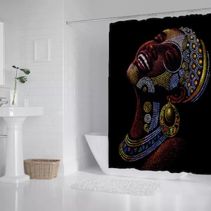 Joyous African Woman Art Bath Shower Curtain 72&quot; x 72&quot;