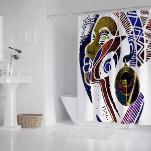 African Queen Shower Curtain | Afrocentric Bathroom Decor | African Art Bath Curtain 72&quot;x72&quot; | Boho Home | Waterproof & Mildew Resistant