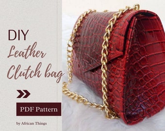 Leren clutch eenvoudig patroon | GRATIS Udemy-tegoedbon | Naaipatroon schoudertas | PDF-naaipatroon | Patroon direct downloaden
