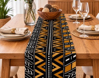 Mud Cloth Table Runner | African Print Table Decor | Afrocentric Dining Room Decor | Bogolan Table Linen | African Home Decor