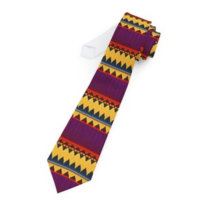 African Print Triangle Zig-Zag Necktie - African Print Tie with Ankara Bow, Perfect for African Fashion and Special Occasions