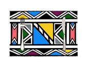 Ndebele Print 4 Pieces Heat-resistant Placemats Set 11.8" x 17.7"