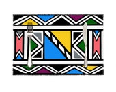 Ndebele Print 4 Pieces Heat-resistant Placemats Set 11.8" x 17.7"