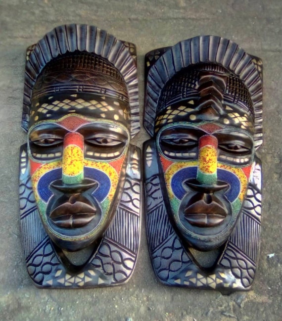 Authentic Beads African mask sculpture for wall | African wall art | Wall Decor | Wooden African Art Scupture